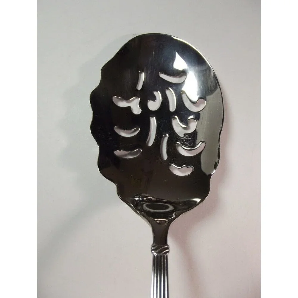 Reed & Barton Solid Macaroni Server Spoon TRINITY HALL 18/10 stainless slotted